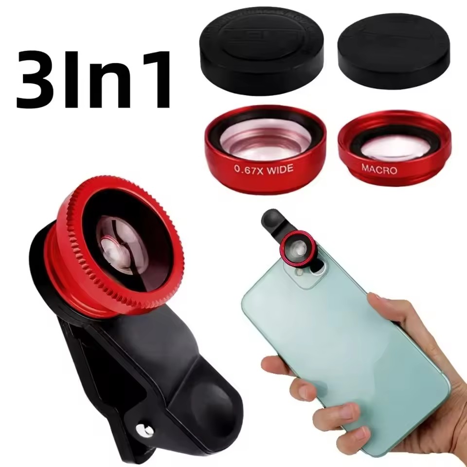 Fishing Camera - 3-in-1 Handy-Fischaugen-Objektiv 0,67X Weitwinkel-Makro-Objektive Kamera-Set mit