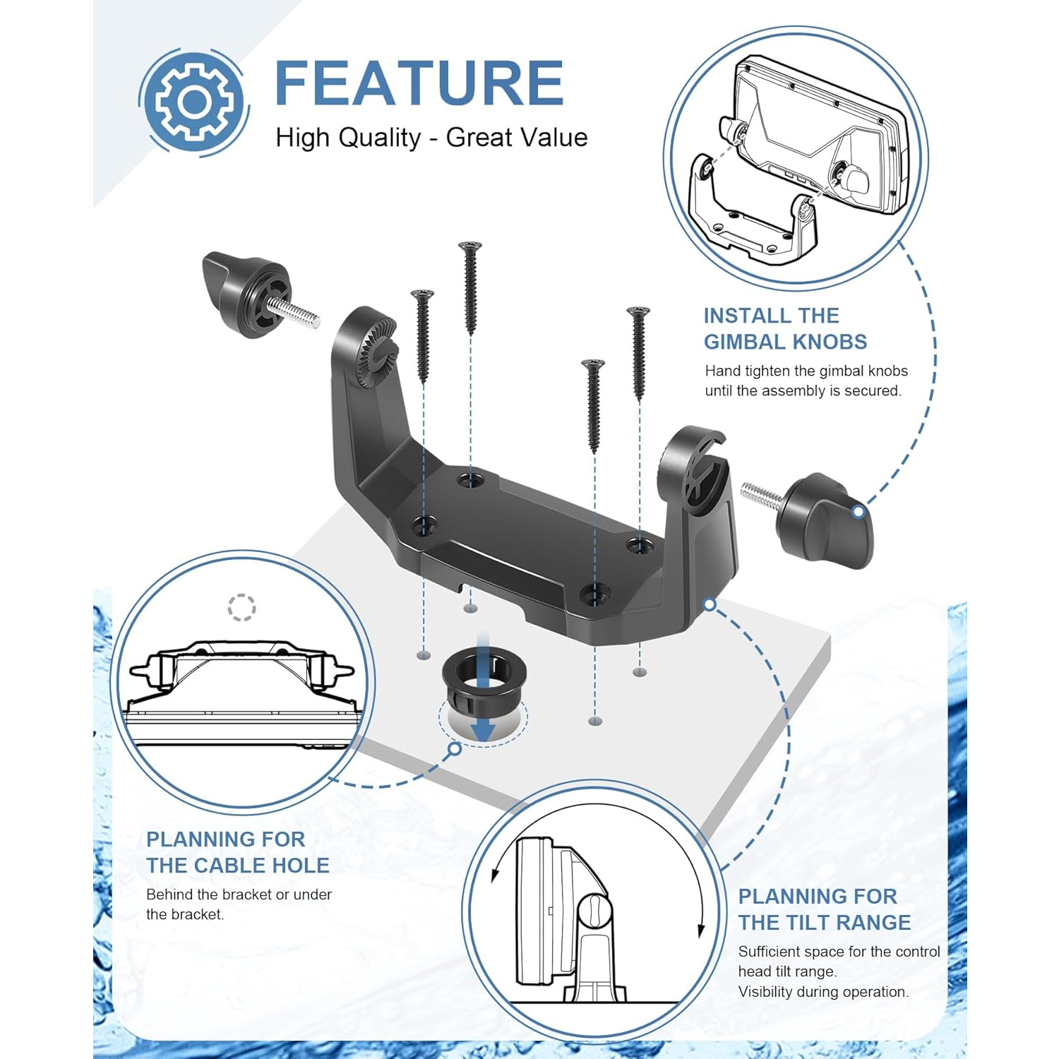 YMT 740143-1 Gimbal-Halterungs – Fish Finder Bewertung und Preis